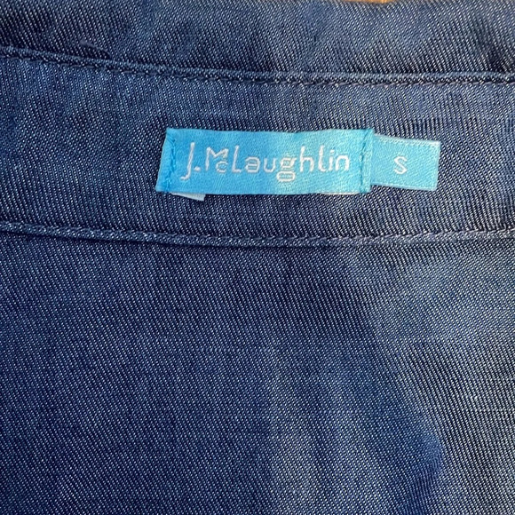 J McLaughlin women small 4 6 Shirt Top Chambray Button Down Alondra short sleeve - Picture 4 of 9